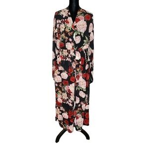 Umgee Womens Floral Maxi Dress Size S Romantic Valentines Semi Sheer Night Out